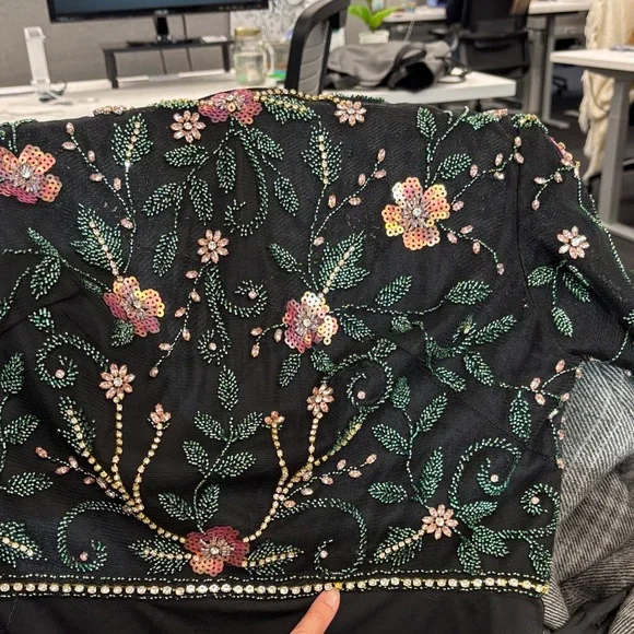 Mac Duggal Black and Pink Floral Maxi Dress - Picture 9 of 9